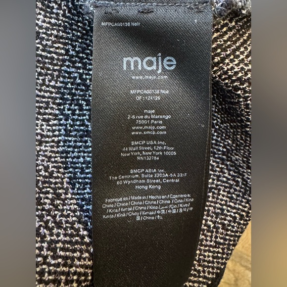 Maje Martch Monogrammed Metallic Jacquard Silver Black Cardigan - Picture 7 of 10